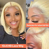 613 Straight 13x4 Lace Front Human Hair Bob Wig Pre Plucked Baby Hair 613 Blonde Short Bob Wig Remy Human Hair For Women