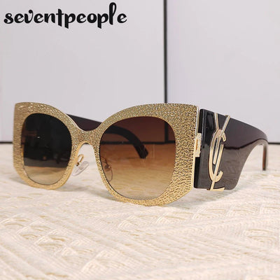 Übergroße runde Cat-Eye Sonnenbrille Damen 2024 Luxusmarken Designer Vintage Winddichte große Rahmen Sonnenbrille für Damen Brillen