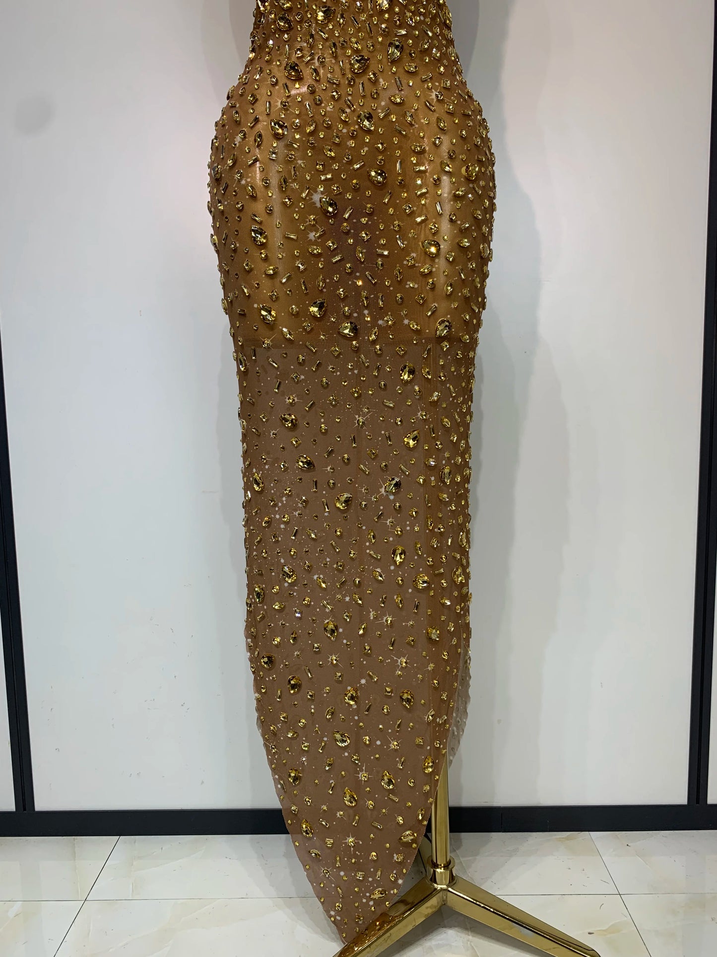 Luxury Rhinestones Sexy Mesh See Through Bodycon Dress Women Birthday Evening Cocktail party Gown Red Carpet Club Stage Outfit
