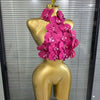 Rosered Orange Women Sexy Florals Backless Halter Bodycon Tops Nightclub Party Celebrate Carnivals Music Festival Tops
