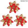 3/10Stück 14cm Weihnachtsblumen Glitzer Rot Gold Blütenkopf Weihnachtsbaumschmuck Neujahrsdekorationen für Zuhause Navidad Noel Geschenke
