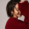 Rollkragenpullover 100% Kaschmir Pullover Damen lose verdickend Anti-Aging Nische Vintage Roter Rundhals-Pullover Damen Langarm