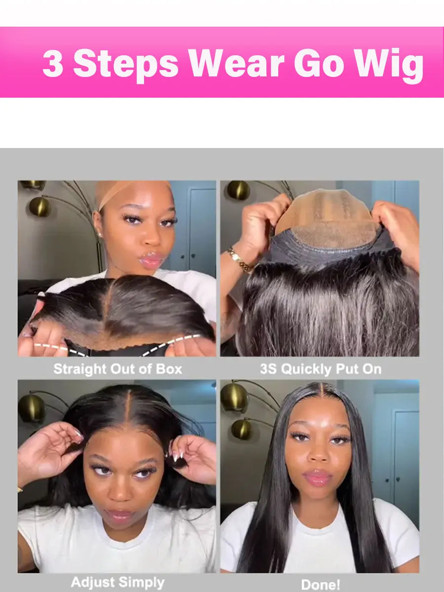 Wear And Go Glueless Pre Cut Wigs Human Hair Straight Lace Front Wigs Human Hair 13x4/13x6/5x5 Glueless Wear To Go Natural Black