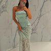Bella Customize Green Beaded Mermaid robes de soirée Strapless Sleeveless Prom Dresses Floor-Length Pearls Wedding Dress 2025