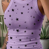 Summer Basic Elastic Tank Top Digital Printing T-shirt Women's O Neck Racerback Sexy Tank Top Stripe Print Sleeveless Tank Top