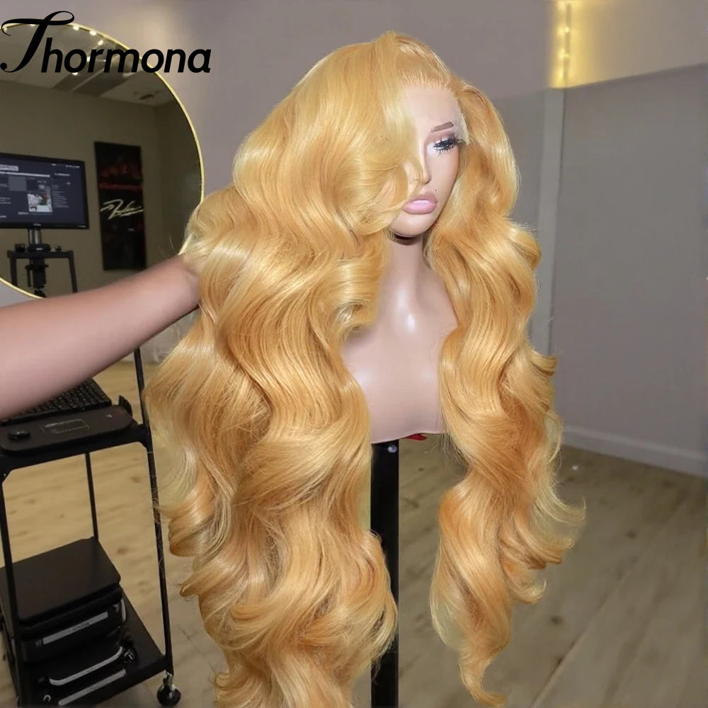 Body Wave 13x6 HD Lace Frontal Wig Honey Blonde Lace Front Wigs Synthetic Light Blonde Lace Front Wigs Glueless For Women