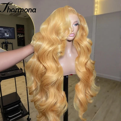Body Wave 13x6 HD Lace Frontal Wig Honey Blonde Lace Front Wigs Synthetic Light Blonde Lace Front Wigs Glueless For Women