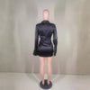 2023 Elastic Elegant Single Breasted Dress Retro Lapel Satin Tight-fitting High Waist Wrap Hips Ruched Short Dress Sexy Clubwear