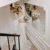 Bella White Glitter Prom Dresses Shiny Sequins Mermaid Wedding Dress Customized Long Train Off Shoulder Vestidos De Fiesta 2024