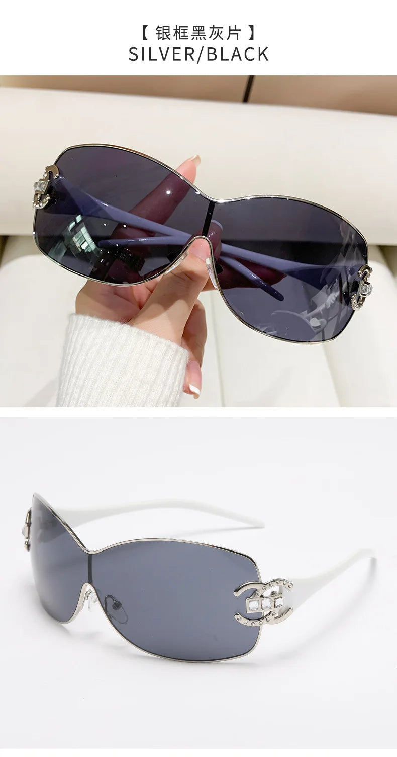 Neue Mode Y2K Sonnenbrille Damen Integrierte Surround Sonnenbrille Retro Designer Damen Brillen UV400 Oculos De Sol
