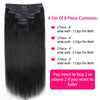 Seamless Clip ins Extensions Human Hair Straight Brazilian Remy Real Natural Hair 8Pcs 120G/Set Clip on Human Hair Extensions