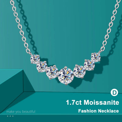 Moissanit-Halskette für Damen, Hochzeit, edler Schmuck mit Zertifikaten, 925er Sterlingsilber, 18 Karat Weißgold vergoldete Halskette