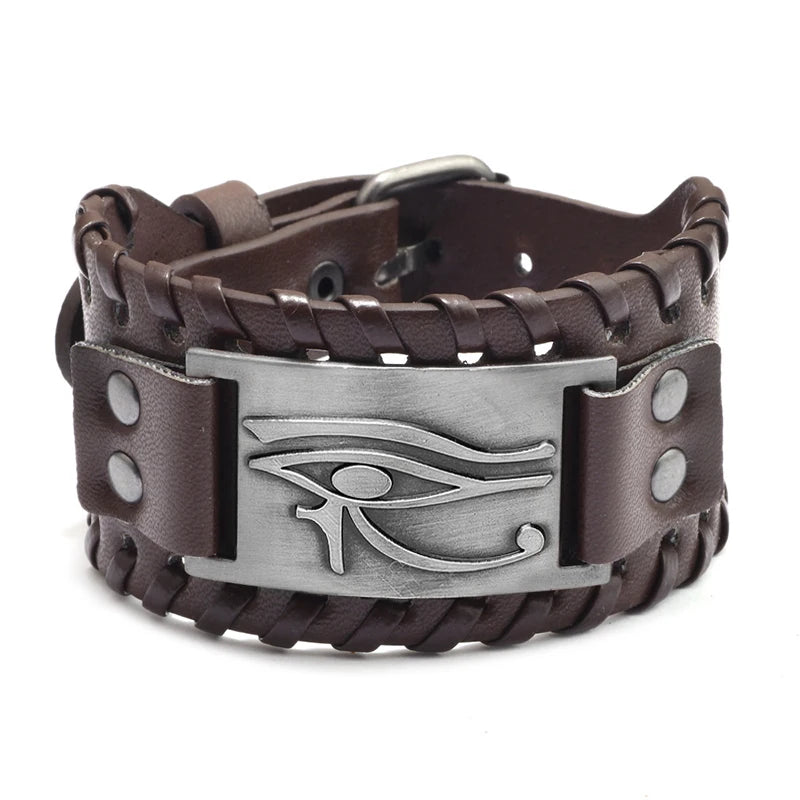 New Retro Wide Leather Pirate Compass Bracelet Men's Bracelet Celtic Viking Jewelry Compass Bracelet Accessories Party Gifts