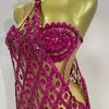 Sexy Sparkly Sequin Diamond Mesh Transparent Two Piece Set Women Celebrate Evening Party Birthday Dress Stage Photo Shoot Wear