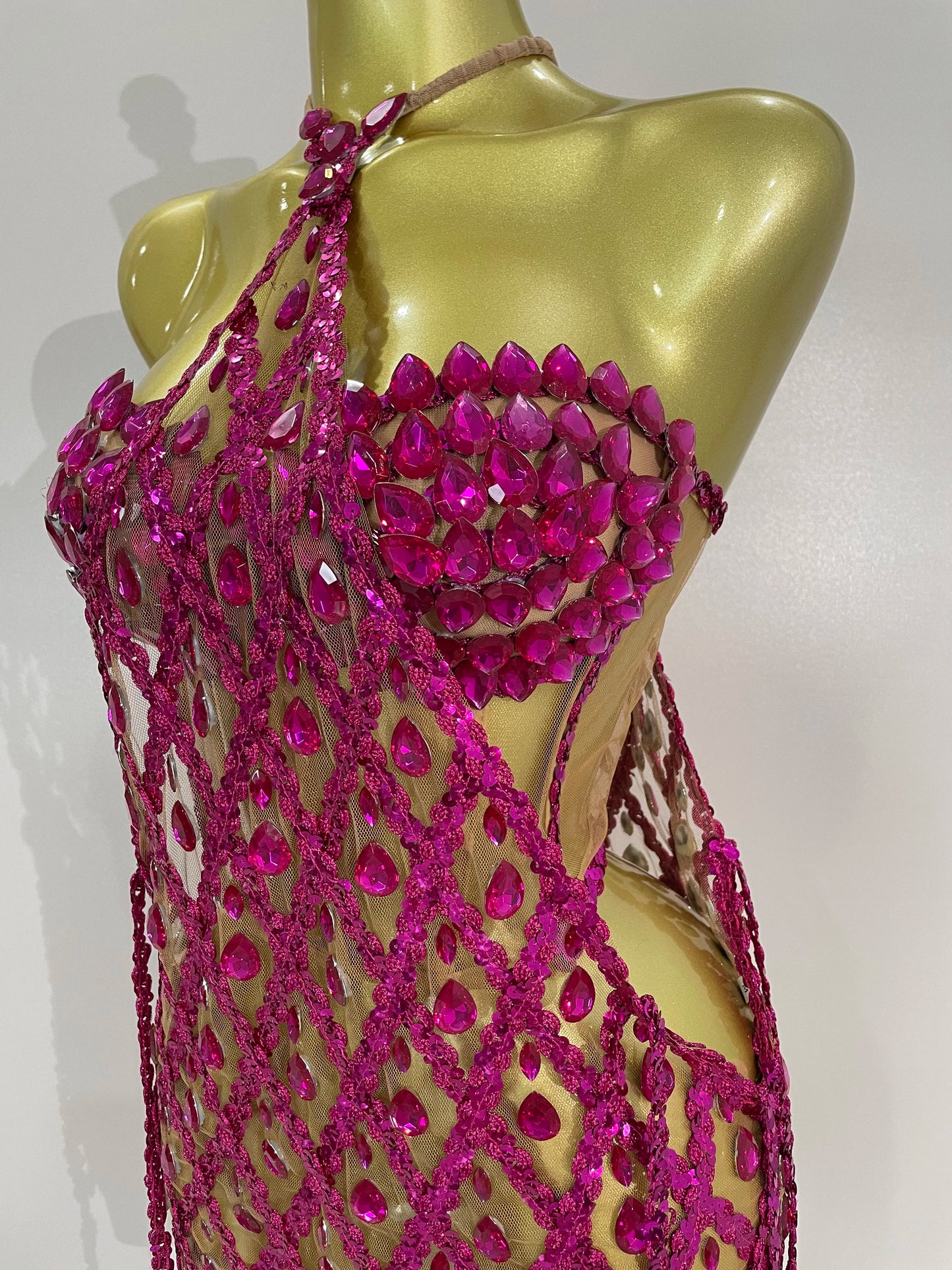 Sexy Sparkly Sequin Diamond Mesh Transparent Two Piece Set Women Celebrate Evening Party Birthday Dress Stage Photo Shoot Wear