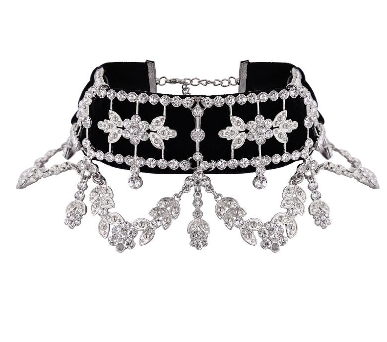 Modische Kristall-Strass-Choker, Samt-Statement-Halsketten für Damen, Collares, Schmuck, Partygeschenk