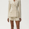 TWOTWINSTYLE Patchwork-Diamanten rückenfreier Blazer für Damen mit gekerbtem Kragen, langen Ärmeln, gespleißten Knöpfen, schickem Damen-Stil