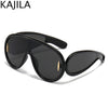 Oversized Wellen-Masken-Sonnenbrille Einteilige Damen-Sport-Y2K-Punk-Sonnenbrille für Damen 2024 Luxusmarke Steampunk-Brillen-Goggle