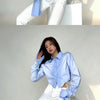 Zadily 2025 Summer Korean Style Long Sleeve White Shirt Women Sexy Button Ladies Crop Tops Blouse Street New In Female Clothing