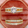 Huitan Trendy Hollow Set Rings Full Bling Iced Out CZ Stone Luxury Women Wedding Engagement Rings 2Pcs Set Jewelry Drop Shipping