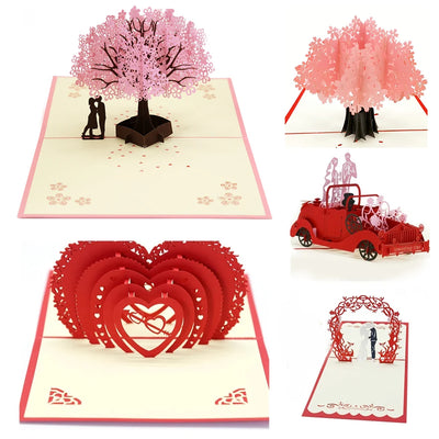 3D Pop-Up-Liebeskarte mit Umschlag Valentinstag Geburtstag Jahrestag Grußkarten für Paare Ehefrau Ehemann Handgemachte Geschenke
