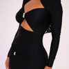 Articat Sexy Hohl Saum Langarm Elastisches Enges Kleid Damen Falten Doppellagig Weibliche Vestidos Elegantes Party Abendkleid