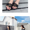 Summer Women Slippers Leather Square Toe Women Flats Flip Flops Designer Ladies Slides Sandals Women Shoes Luxury Sandals