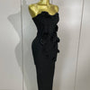 Sexy Fashion White Elegant Strapless Flower Bodycon Long Dress Women Casual Streetwear Club Birthday Party Slim Elegangt Dresses