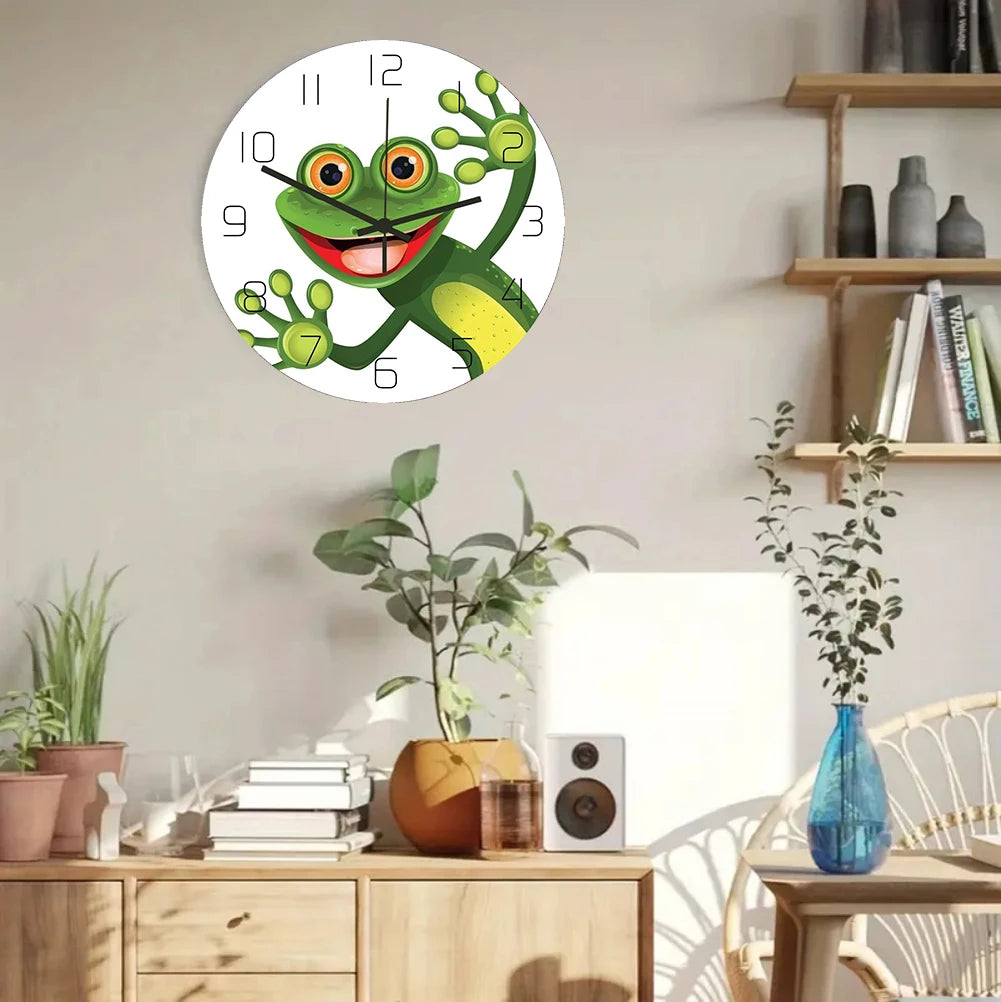Lustige Frosch Acryl Wanduhr Strand Seestern Schallplatte Marmor Katze Retro Wanddekoration Uhren für Wohnzimmer Schlafzimmer Büro Zuhause