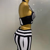 2025 New Women Celebrity Sexy Jacquard Black White Two Piece Bodycon Striped Bandage Skirt Set Designer Evening Party Dress