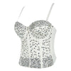 SXTHAENOO Damen Sexy Fashion Crop Top Diamant Blume Trägerloses Bustier Top BH Nachtclub Party Tank Top Weiblich Ropa De Mujer