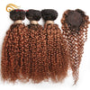 Lockiges Echthaar-Bundles mit Closure, kurzes indisches Echthaar-Bundles mit kreisförmigem Closure