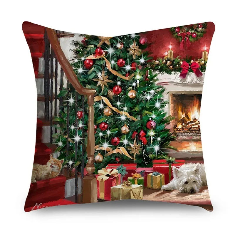 45cm Weihnachtskissenbezug Navidad Frohe Weihnachten Dekorationen für Zuhause 2024 Weihnachtliche Noel Weihnachtsornamente Neujahrsgeschenke 2025