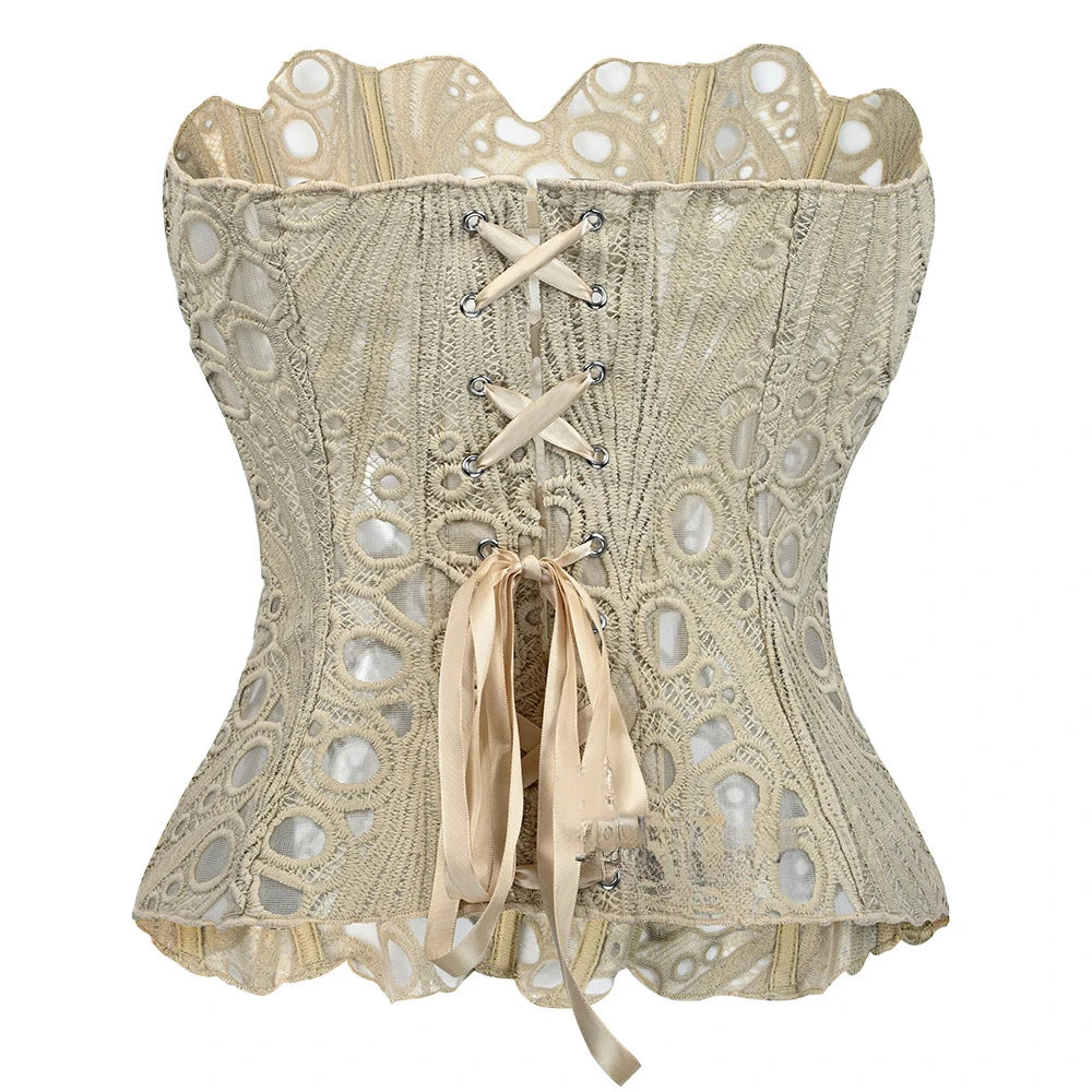 Hollow Out Corset Tops Irregular Hem Fishbone Underbust Top Slim Bandage Shapewear Bustier Korset Costumes Evening Party Corset