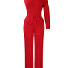White 2 Piece Sets Women Outifits Autumn Slanted Shoulder Nail Bead Top Pants Two-piece Party Lady Matching Sets OL Fashion Suit