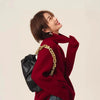 Rollkragenpullover 100% Kaschmir Pullover Damen lose verdickend Anti-Aging Nische Vintage Roter Rundhals-Pullover Damen Langarm