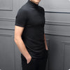 2022 Trend Summer Men Half high Collar Mercerized Cotton Short Sleeve Slim Body T-Shirt Men Solid Color Modale High Collar