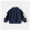 Spring Children Clothes Sweatshirt for Boys Denim Collar Fleece Pullover with Patch Pocket Casual Kids Top Long Sleeve T-shirt