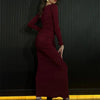 Tossy Damen Plissee Sexy Maxikleid Patchwork Twist Slim Langarm Einfarbig Y2k Herbst Streetwear Kleid Damen Bodycon Kleid
