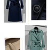 Women Long Trench Coat Fashion Windproof Coat Double Breasted Trench Coats Green Belt Windbreaker Spring Autumn Female Outerwear