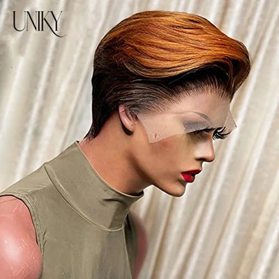 1B 30 Blonde Kurze Bob Pixie Cut Perücke Glatte Echthaarperücken T-Teil Transparente Spitze Perücke Für Schwarze Frauen Glatte Kurze Bob Perücke