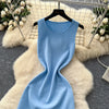 Sexy Backless Knit tassel High Waist Pleated Dress Casual A-line Dress Beach Vestidos Women Evening Party
