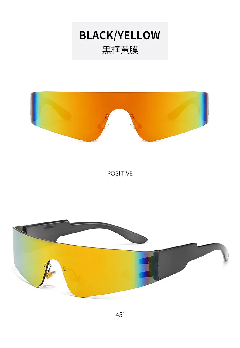 Neue Mode Bunte Sport-Sonnenbrillen Damen Cyberpunk Randlose Sonnenbrille Anti-UV Fahr-Sonnenbrille UV400 Oculos De Sol