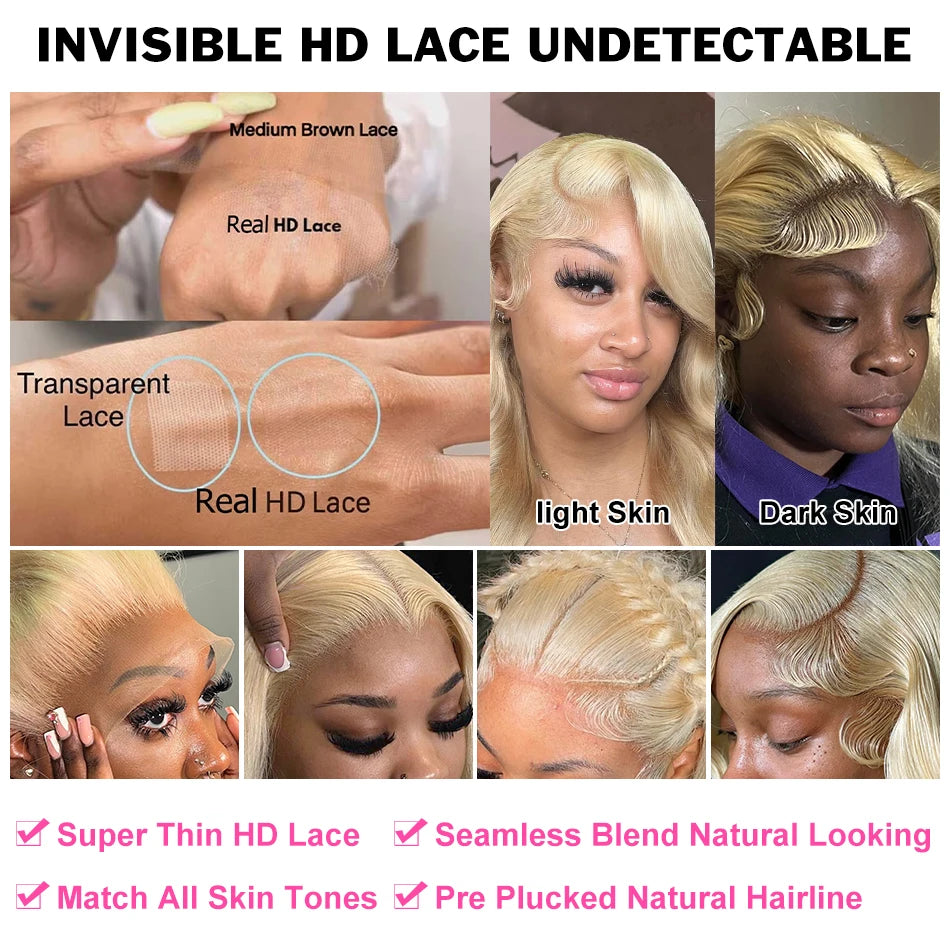 Rosabeauty HD Transparent 13x6 613 Body Wave Honey Blonde Lace Frontal Human Hair Wig Brazilian 13x4 Lace Front Wigs For Women