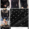 Black Vintage Doll Collar Polka Dot Gold Velvet Top Women's Autumn and Winter Gauze Splicing Perspective Sexy T-shirt