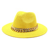 Set Straw Hat and Bag Set Gold Chain Bag Hat Set Ladies Leather Bag Tote Church Fedora Party Jazz Straw Hat