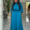 Frühlingskleidung für Damen, 2-teilige Sets Damen-Outfit, Laternenärmel-Anzug mit weiter Hose und Top, High Street Elegante Damen-Sets