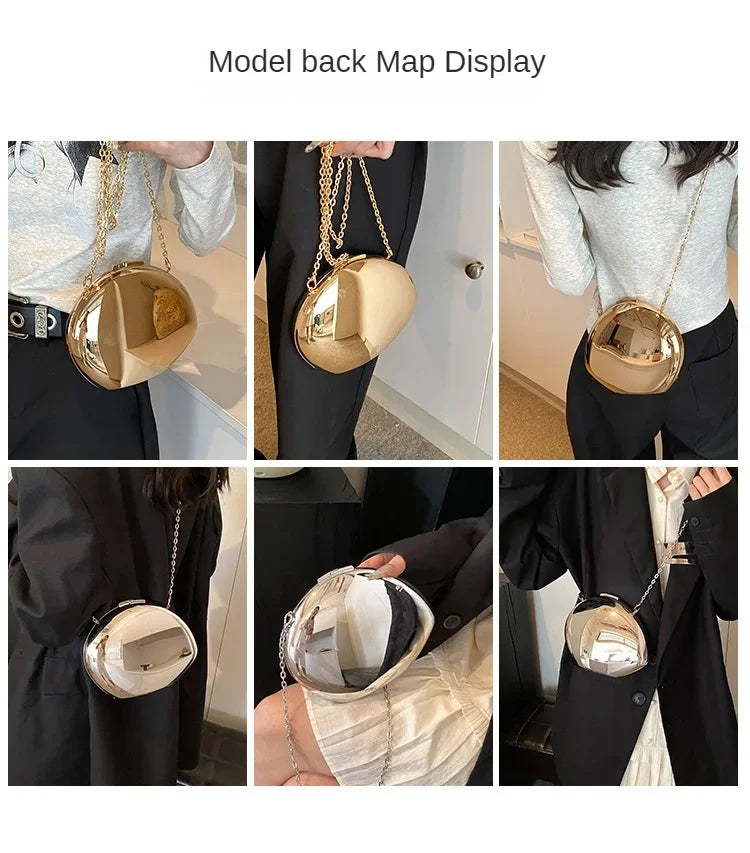 Designer-Clutch in Acryl-Muschelform Gold Silber Damen Abendtasche Süße Glänzende Metall Schulter-Umhängetaschen Kleine Geldbörse