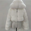 Women Warm Faux Fur Coat Winter Vintage Gradient Jacket Furry Outerwear Jackets Hooded Coats Plus Size Autumn Winter Streetwear