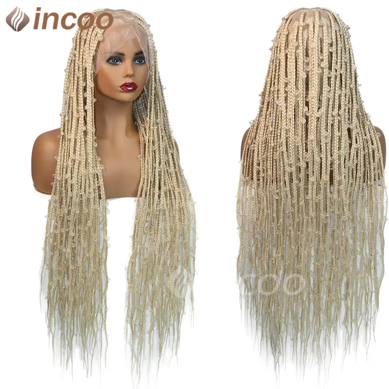 36 Zoll Synthetische Spitze Geflochtene Perücken Schmetterlingszöpfe Spitzenperücke für schwarze Frauen Zopfperücken im Ausverkauf Box Braids Spitzenperücke